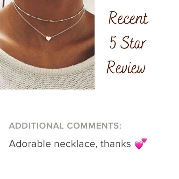 NEW Silver Double Chain Heart Necklace - Picture 3 of 6